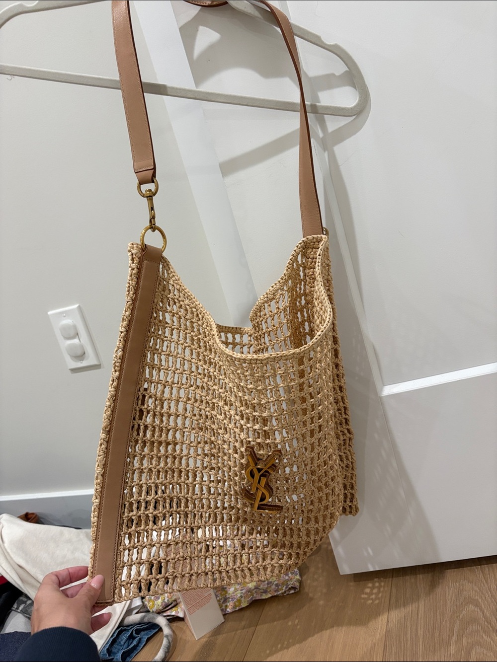 Yves Saint Laurent “Oxalis” raffia shoulder bag - Picture 1 of 4